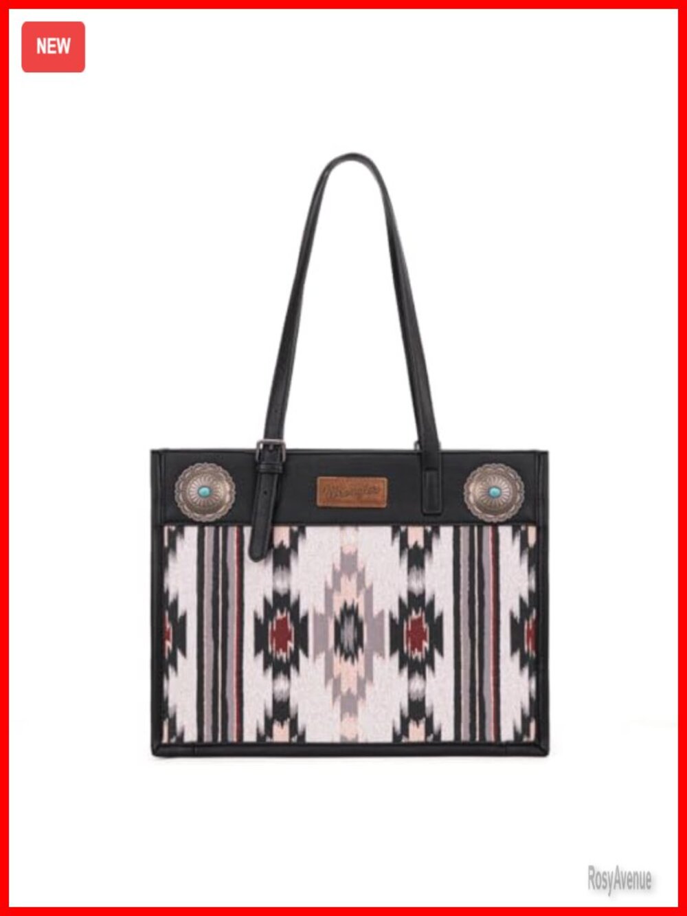 Aztec Western Tote Bag PU Leather Canvas Top Handle Laptop Work Bag